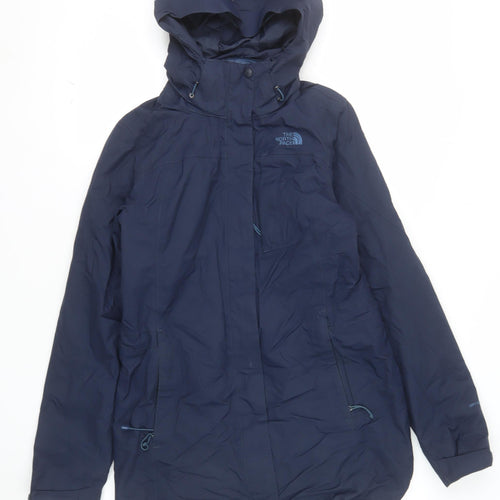 The North Face Women's Blue Long Hooded Waterproof Parka Coat Size S