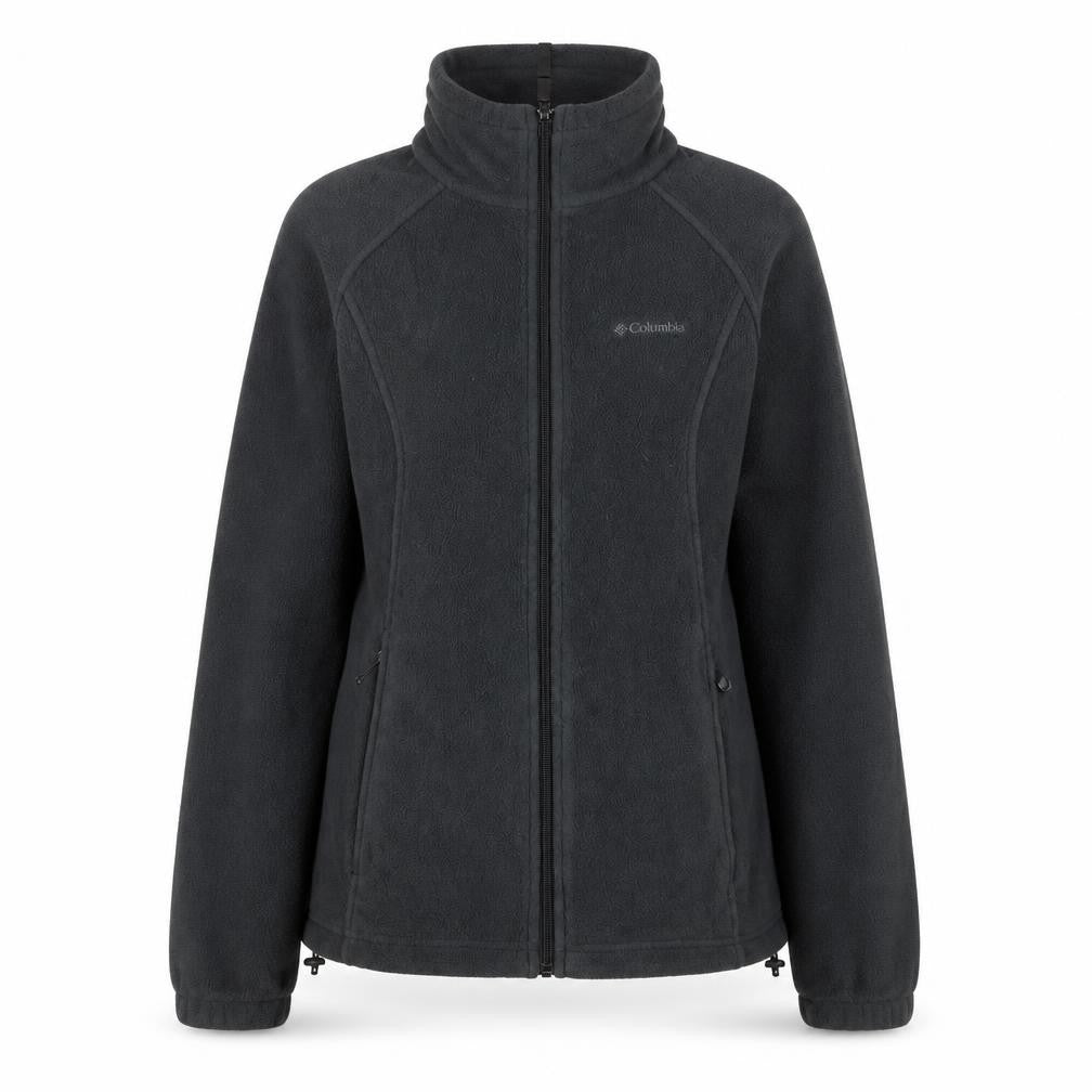 Front view of Columbia Women's Black Fleece Full Zip Jacket, size M