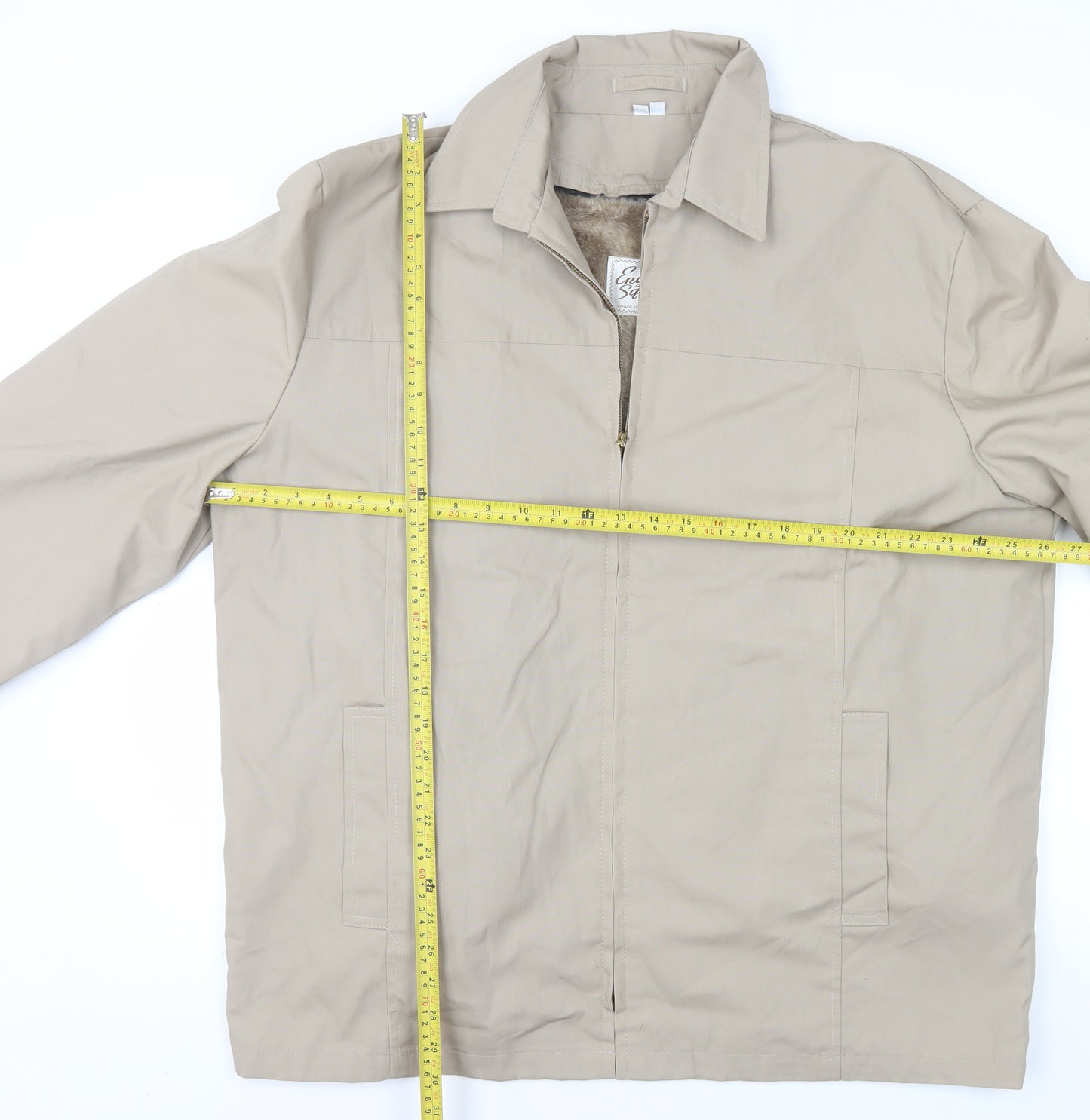 English Squire Men’s Beige Lined Basic Jacket L Regular Fit Beige