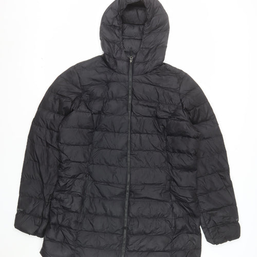 Eddie Bauer Women’s Black Long Hooded Down Puffer Coat Size L