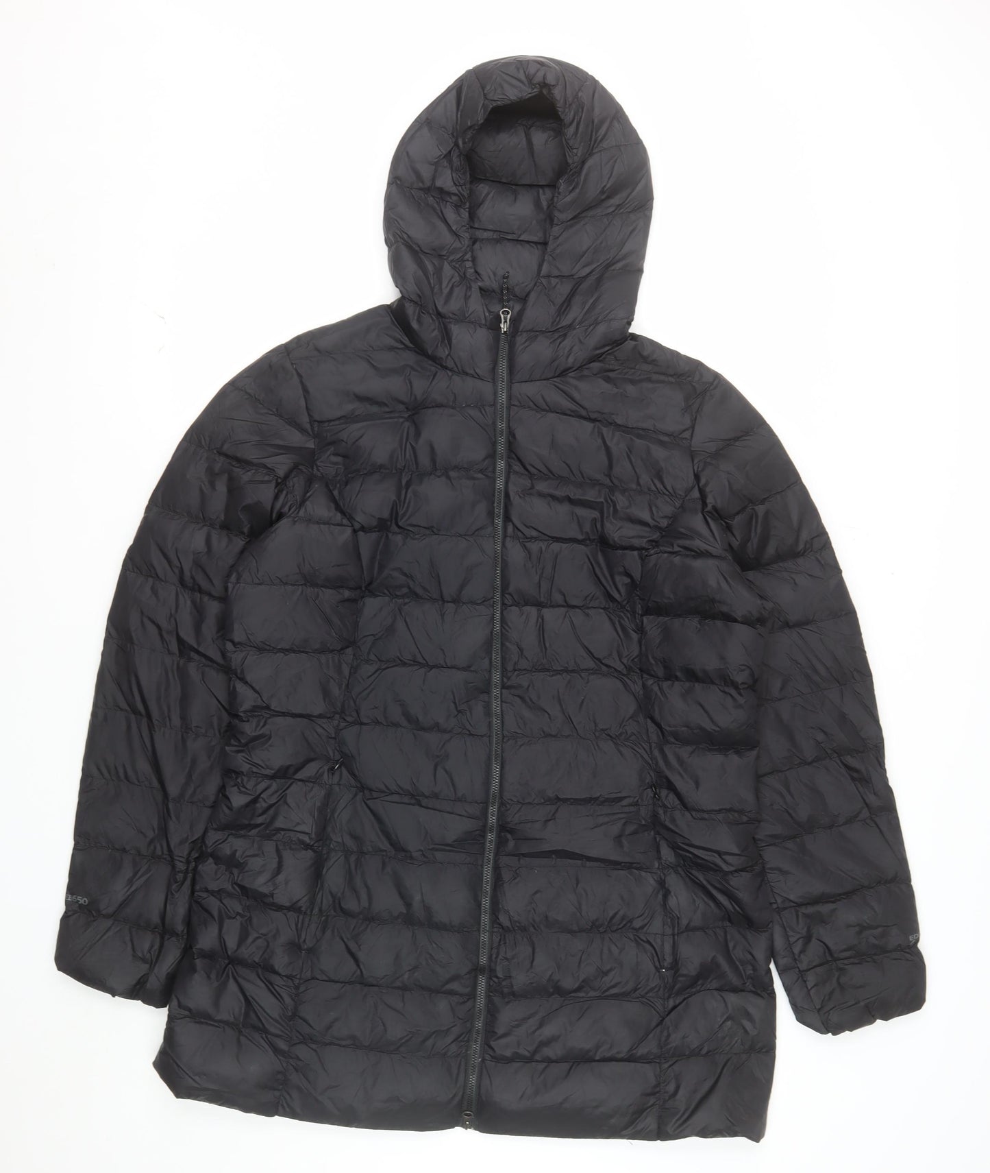 Eddie Bauer Women’s Black Long Hooded Down Puffer Coat Size L