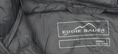 Eddie Bauer Women’s Black Long Hooded Down Puffer Coat Size L