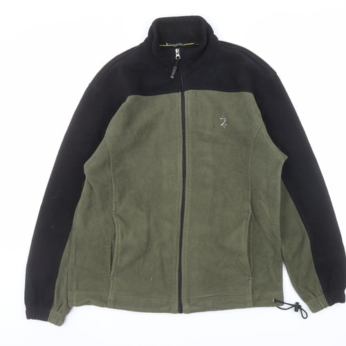 IZOD Men’s Green Black Fleece Full Zip Outdoor Jacket Size M