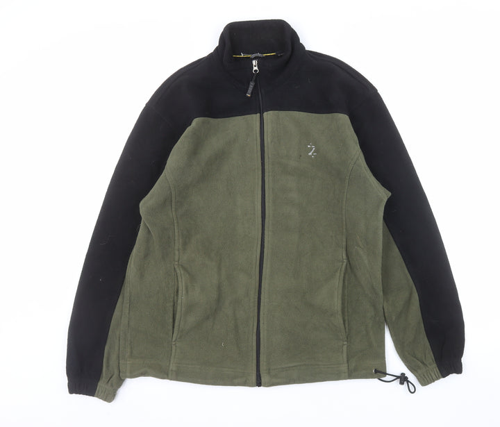 IZOD Men’s Green Black Fleece Full Zip Outdoor Jacket Size M