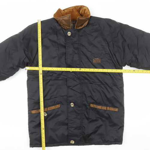 Nazareno Gabrielli Men's Black Quilted Nylon Jacket Size S Classic Cord Collar