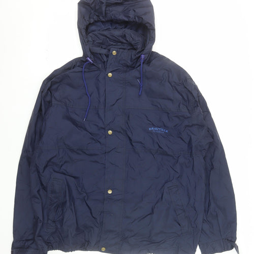 Deauville Classics Mens Navy XL Hooded Waterproof Windbreaker Jacket