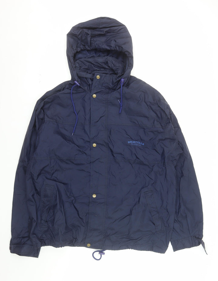 Deauville Classics Mens Navy XL Hooded Waterproof Windbreaker Jacket