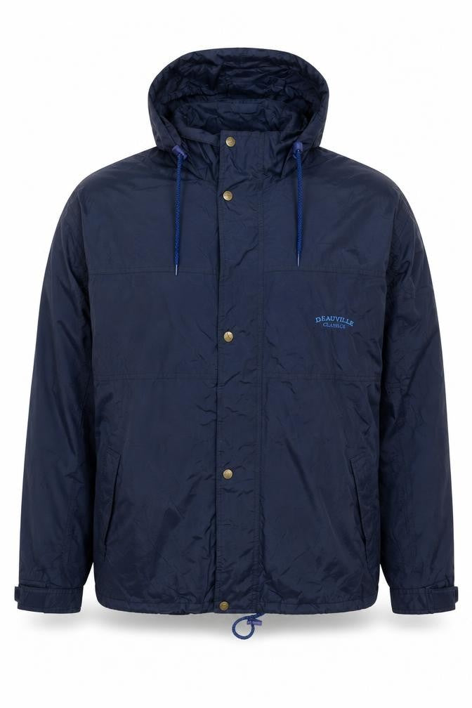 Deauville Classics Mens Navy XL Hooded Waterproof Windbreaker Jacket