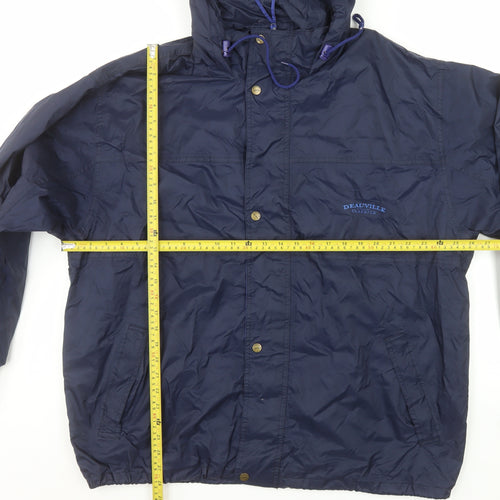 Deauville Classics Mens Navy XL Hooded Waterproof Windbreaker Jacket