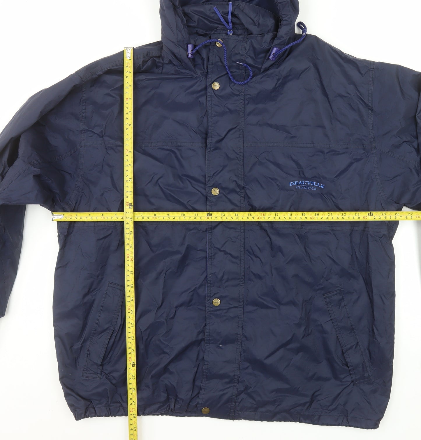 Deauville Classics Mens Navy XL Hooded Waterproof Windbreaker Jacket