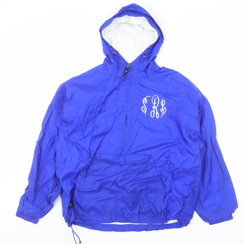 Charles River Apparel Men’s Blue Hooded Windbreaker Jacket Size S MSU Logo