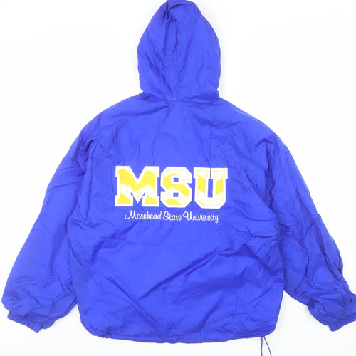 Charles River Apparel Men’s Blue Hooded Windbreaker Jacket Size S MSU Logo