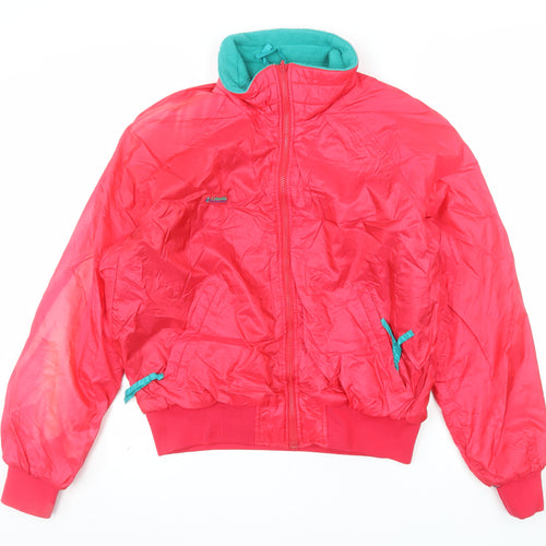 Columbia Mens Red L Bomber Jacket Nylon Lined Windproof Retro Outdoor
