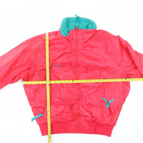 Columbia Mens Red L Bomber Jacket Nylon Lined Windproof Retro Outdoor