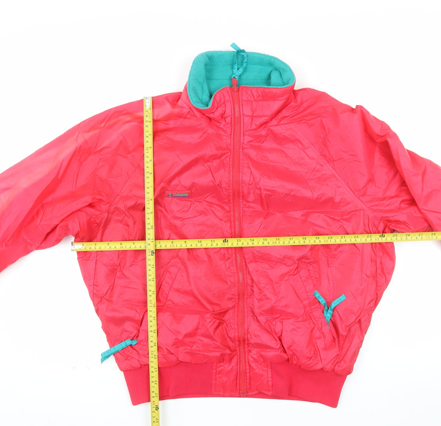 Columbia Mens Red L Bomber Jacket Nylon Lined Windproof Retro Outdoor