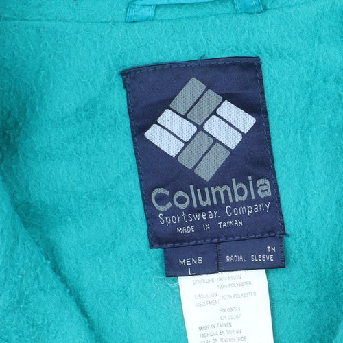 Columbia Mens Red L Bomber Jacket Nylon Lined Windproof Retro Outdoor