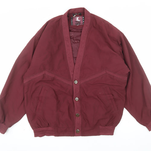 Zero Time Men's Red Bomber Jacket M Shawl Collar Lined Vintage Style