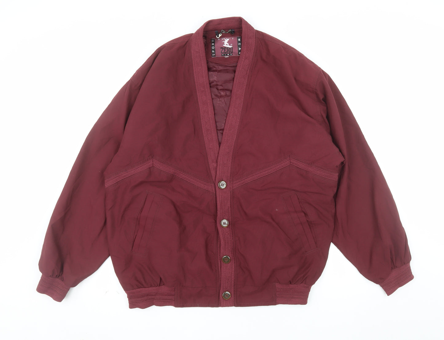 Zero Time Men's Red Bomber Jacket M Shawl Collar Lined Vintage Style