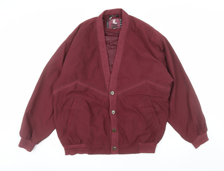 Zero Time Men's Red Bomber Jacket M Shawl Collar Lined Vintage Style
