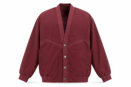 Front view of Zero Time Men's Red Bomber Jacket M Shawl Collar Lined Vintage Style