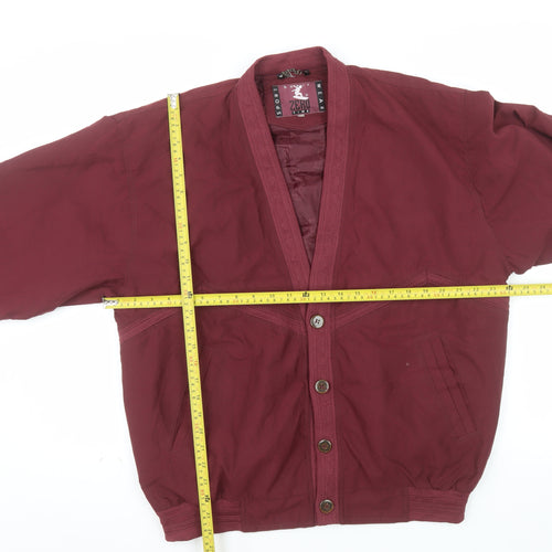 Zero Time Men's Red Bomber Jacket M Shawl Collar Lined Vintage Style