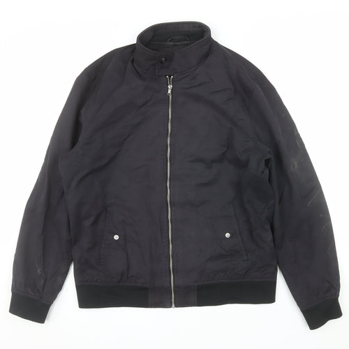 Next Men's Black L Bomber Jacket Full Zip Classic Casual