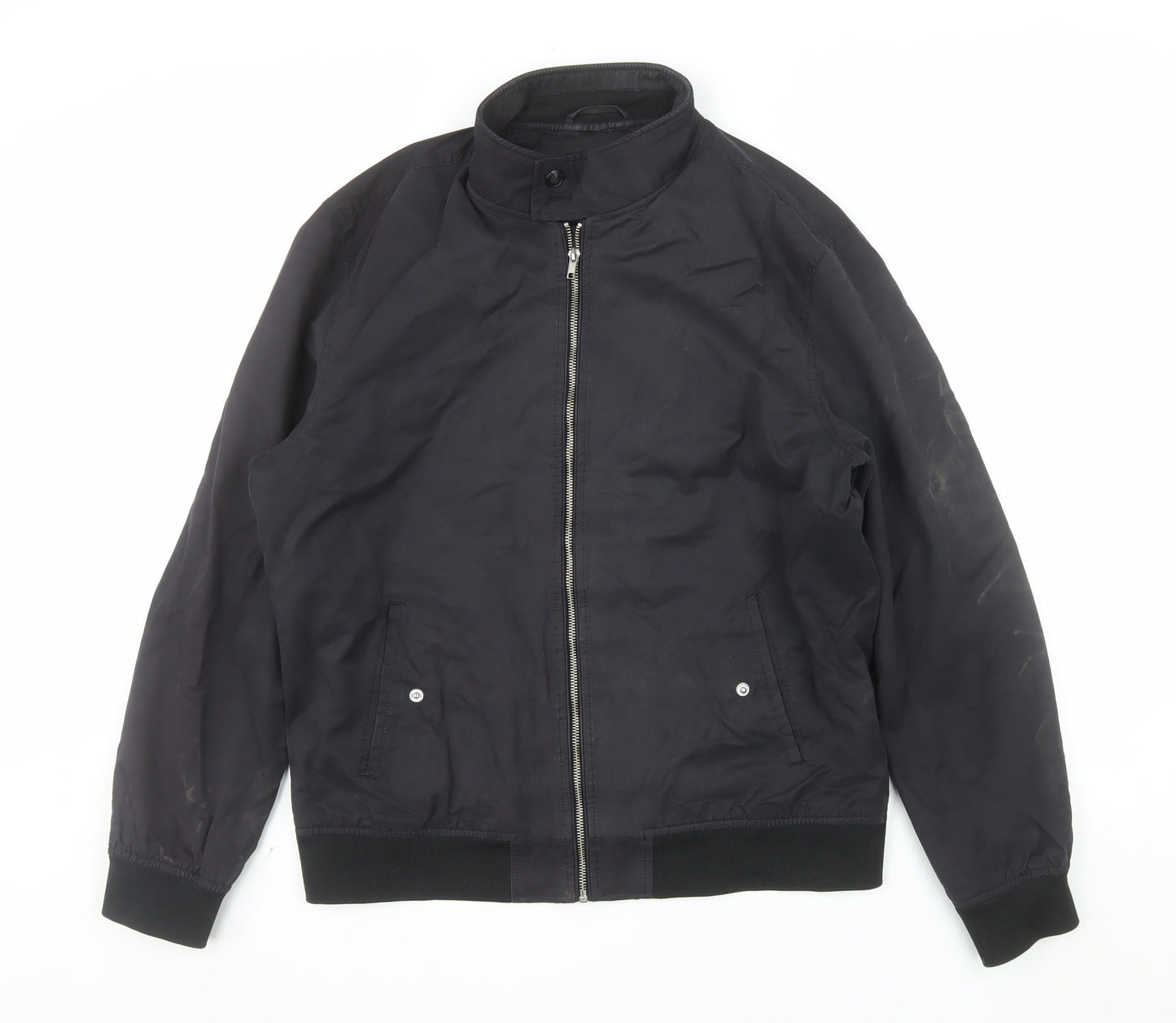 Next Men's Black L Bomber Jacket Full Zip Classic Casual