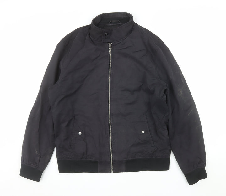 Next Men's Black L Bomber Jacket Full Zip Classic Casual