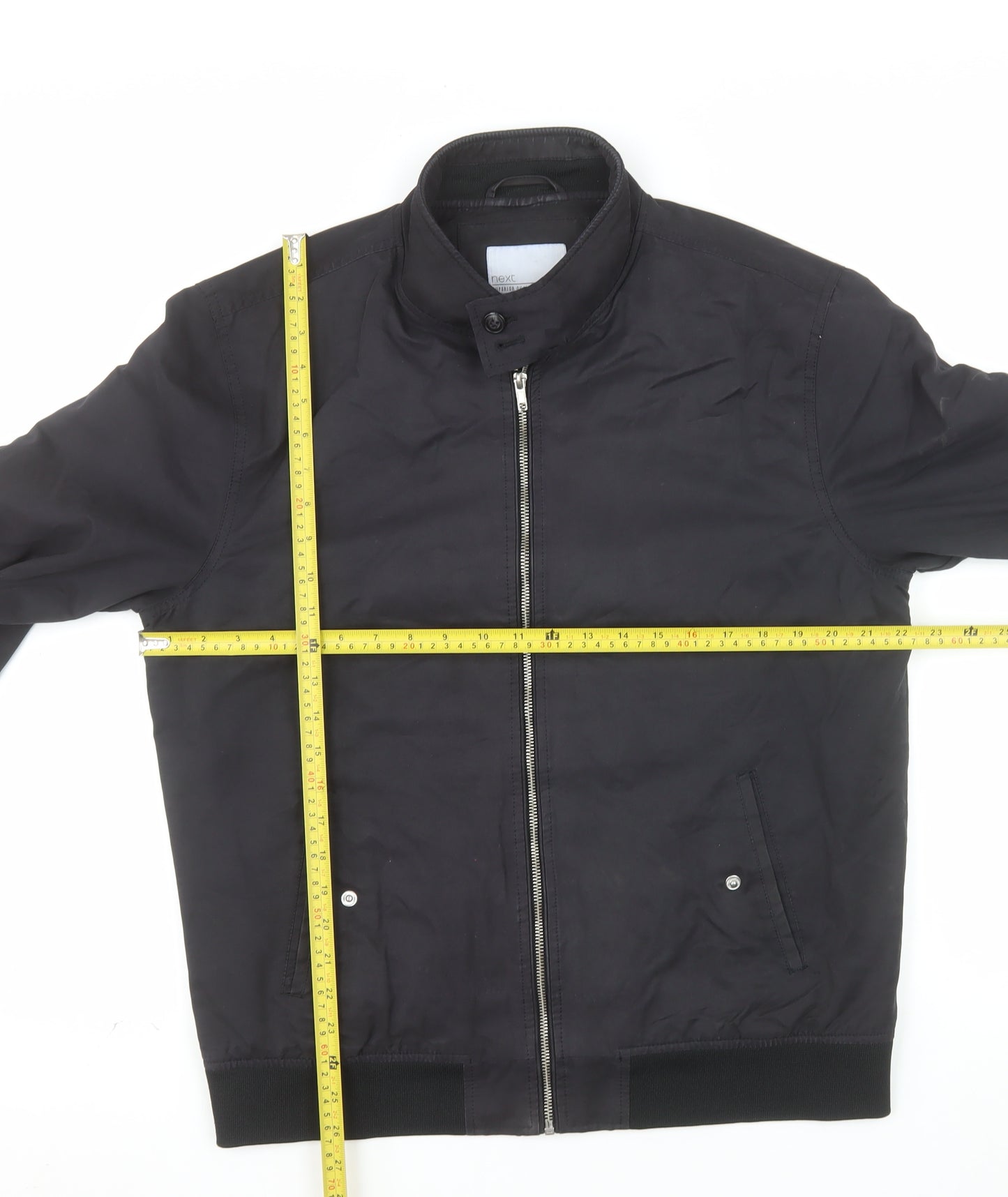 Next Men's Black L Bomber Jacket Full Zip Classic Casual