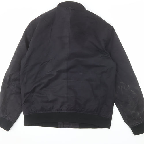 Next Men's Black L Bomber Jacket Full Zip Classic Casual