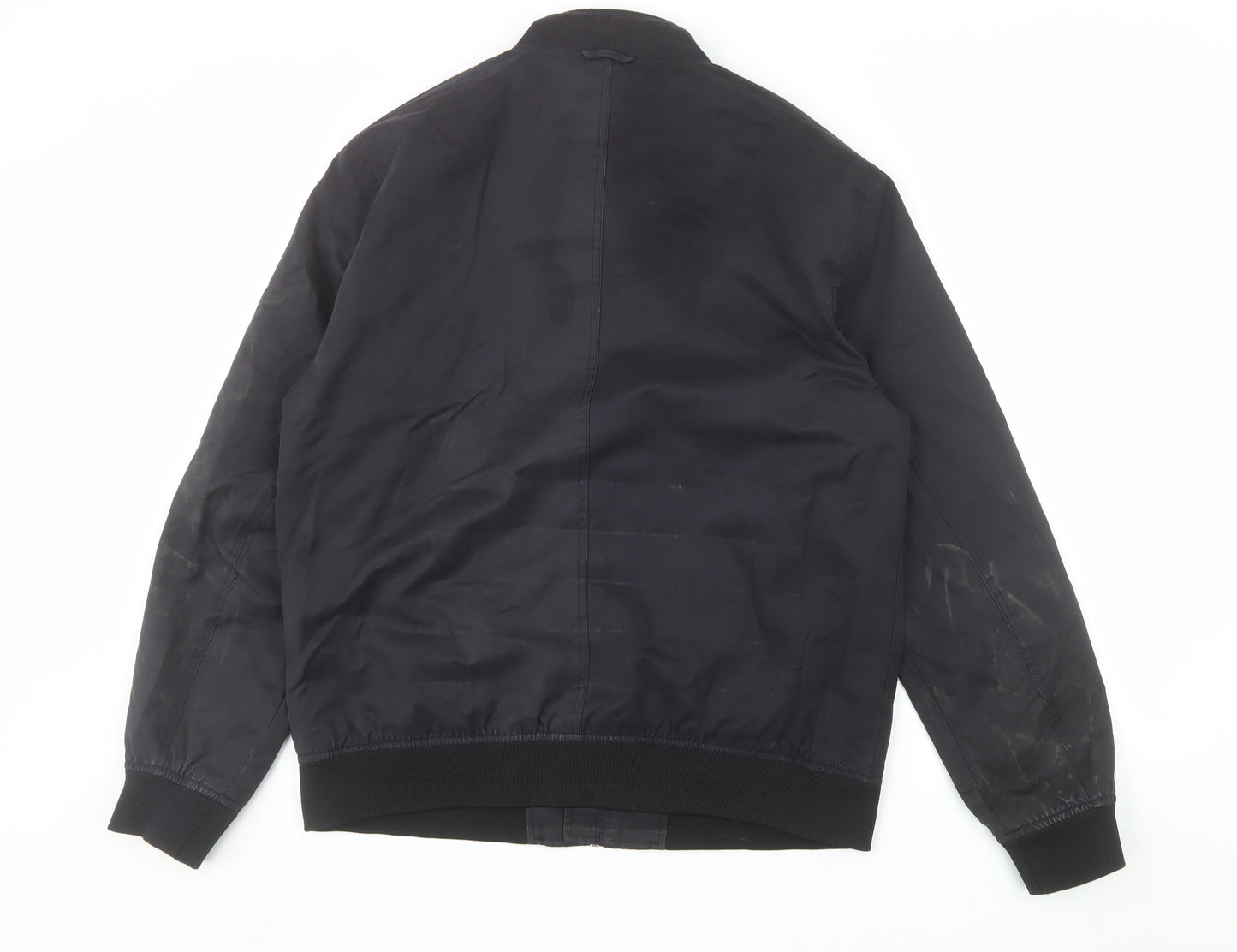 Next Men's Black L Bomber Jacket Full Zip Classic Casual