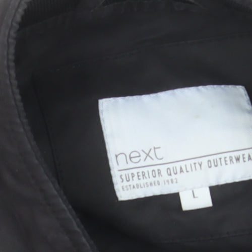 Next Men's Black L Bomber Jacket Full Zip Classic Casual