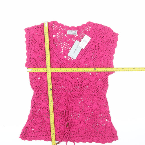 Atmosphere Women’s Pink Crochet Sleeveless V-Neck Tunic Jumper Size 12-14