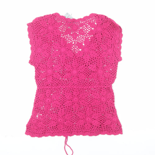 Atmosphere Women’s Pink Crochet Sleeveless V-Neck Tunic Jumper Size 12-14
