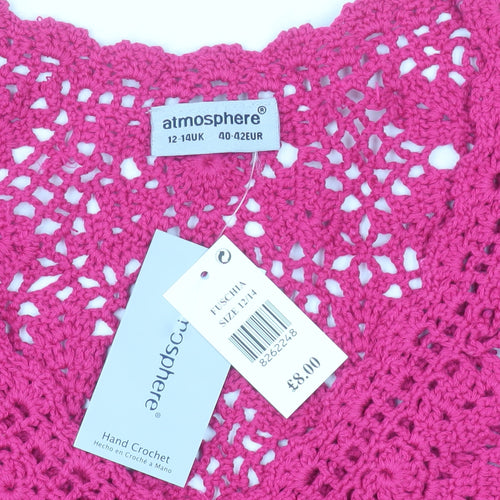 Atmosphere Women’s Pink Crochet Sleeveless V-Neck Tunic Jumper Size 12-14