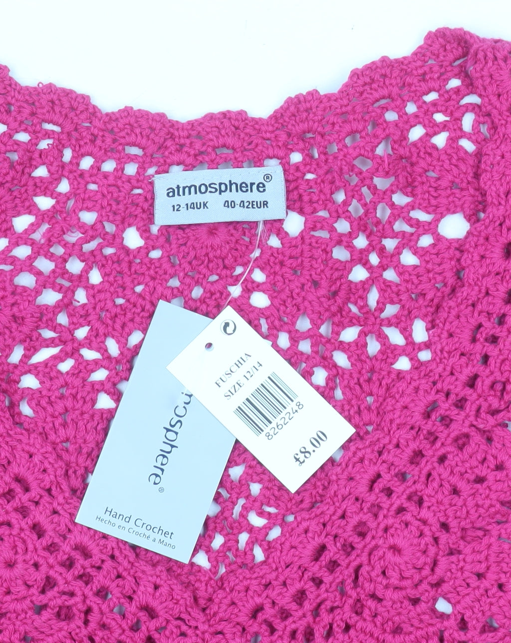 Atmosphere Women’s Pink Crochet Sleeveless V-Neck Tunic Jumper Size 12-14