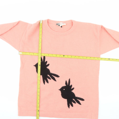 Boutique by Jaeger Women Pink L Angora Blend Bird Jumper