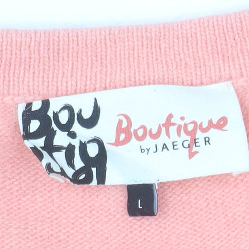 Boutique by Jaeger Women Pink L Angora Blend Bird Jumper