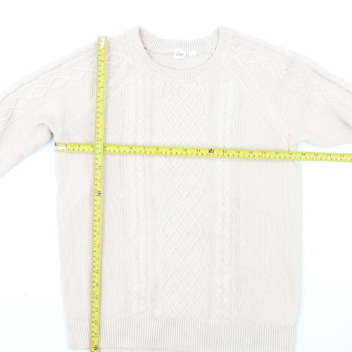 GAP Women’s Beige Cotton Cable Knit Crew Neck Jumper Size L
