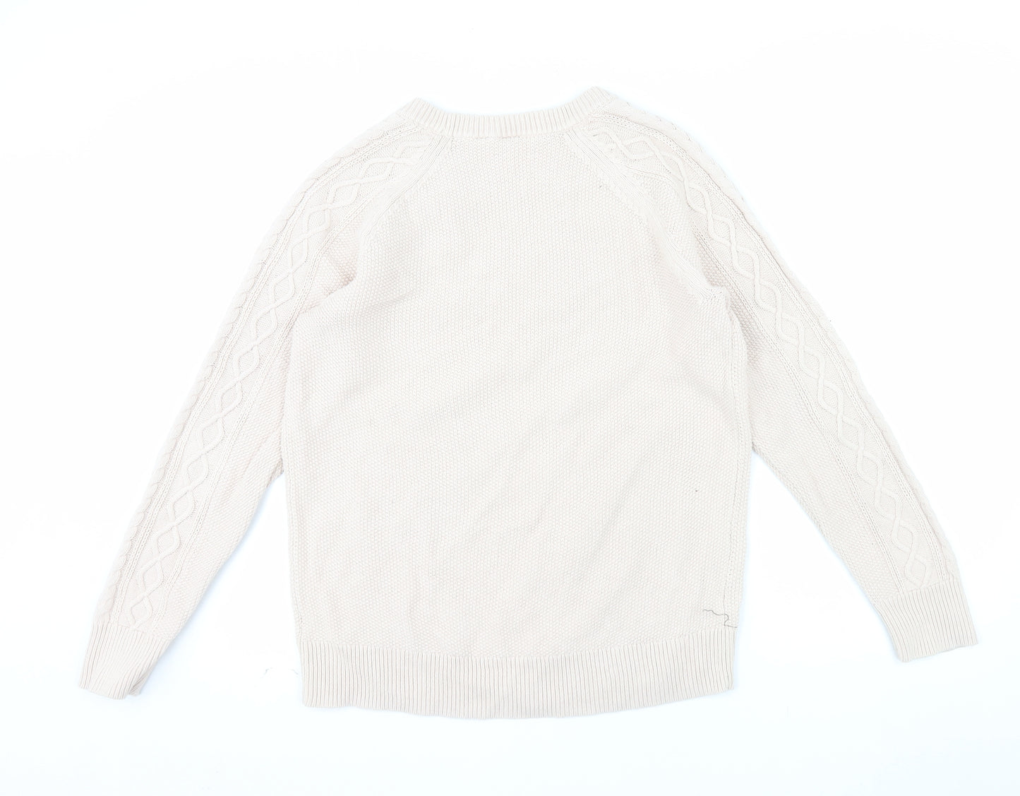 GAP Women’s Beige Cotton Cable Knit Crew Neck Jumper Size L