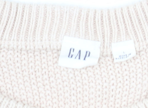 GAP Women’s Beige Cotton Cable Knit Crew Neck Jumper Size L