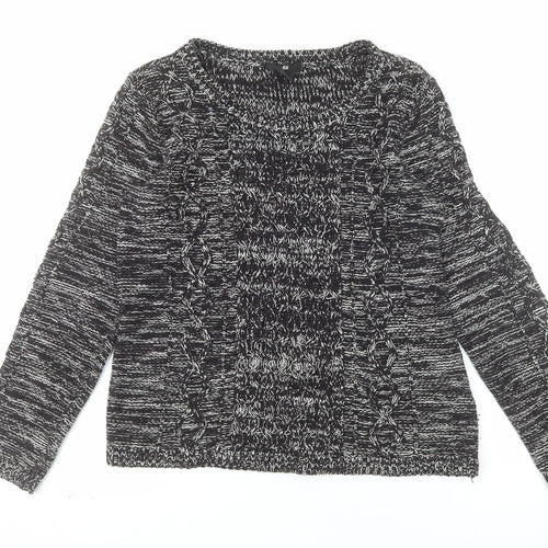 H&M Womens Black Cable-Knit Crew Neck Pullover Jumper Size 12