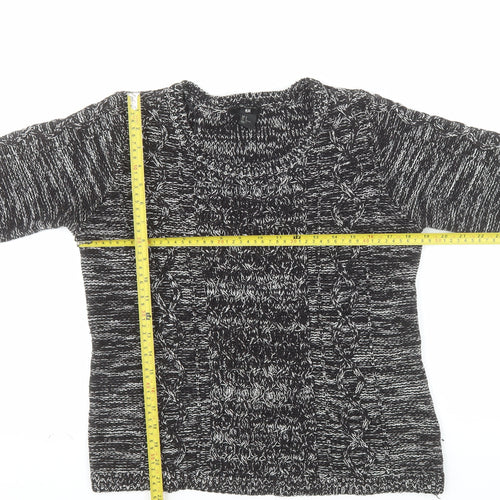 H&M Womens Black Cable-Knit Crew Neck Pullover Jumper Size 12