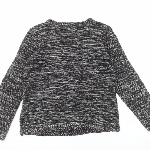 H&M Womens Black Cable-Knit Crew Neck Pullover Jumper Size 12