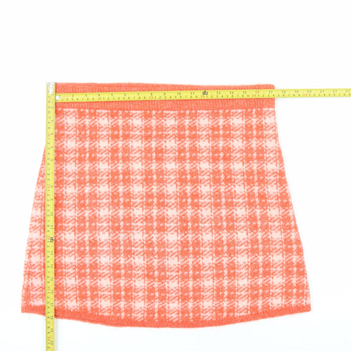 Primark Women Orange Check A-Line Knit Skirt L