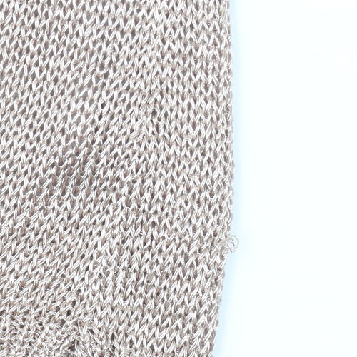 Mint Velvet Women’s Beige V-Neck Long Sleeve Open-Knit Jumper Size 8