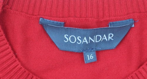 Sosandar Women Red Sequin Bow Christmas Jumper Size 16