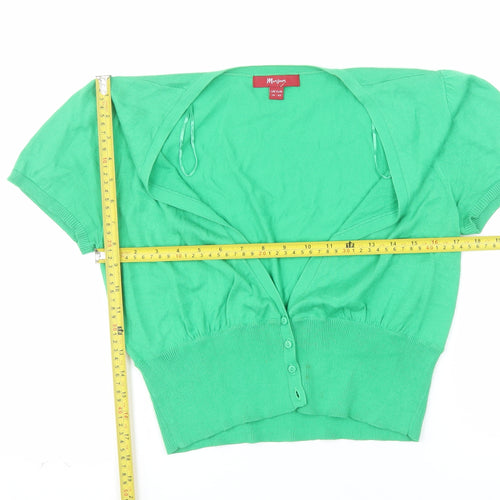 Monsoon Women’s Green Cotton Short Sleeve V-Neck Cardigan Size 14
