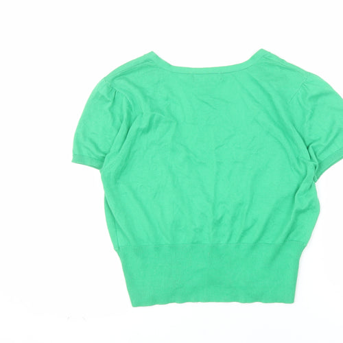Monsoon Women’s Green Cotton Short Sleeve V-Neck Cardigan Size 14