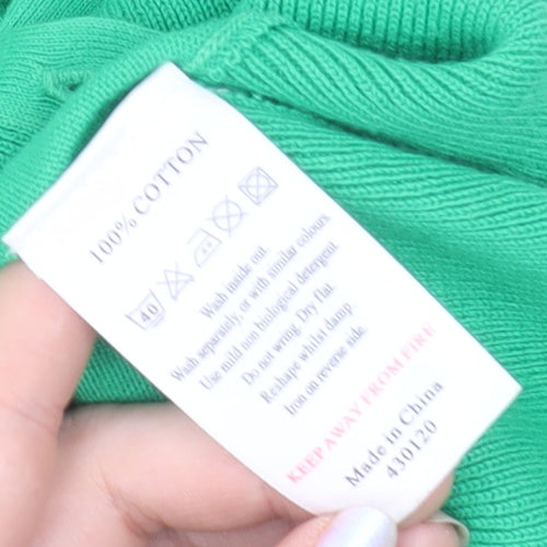 Monsoon Women’s Green Cotton Short Sleeve V-Neck Cardigan Size 14